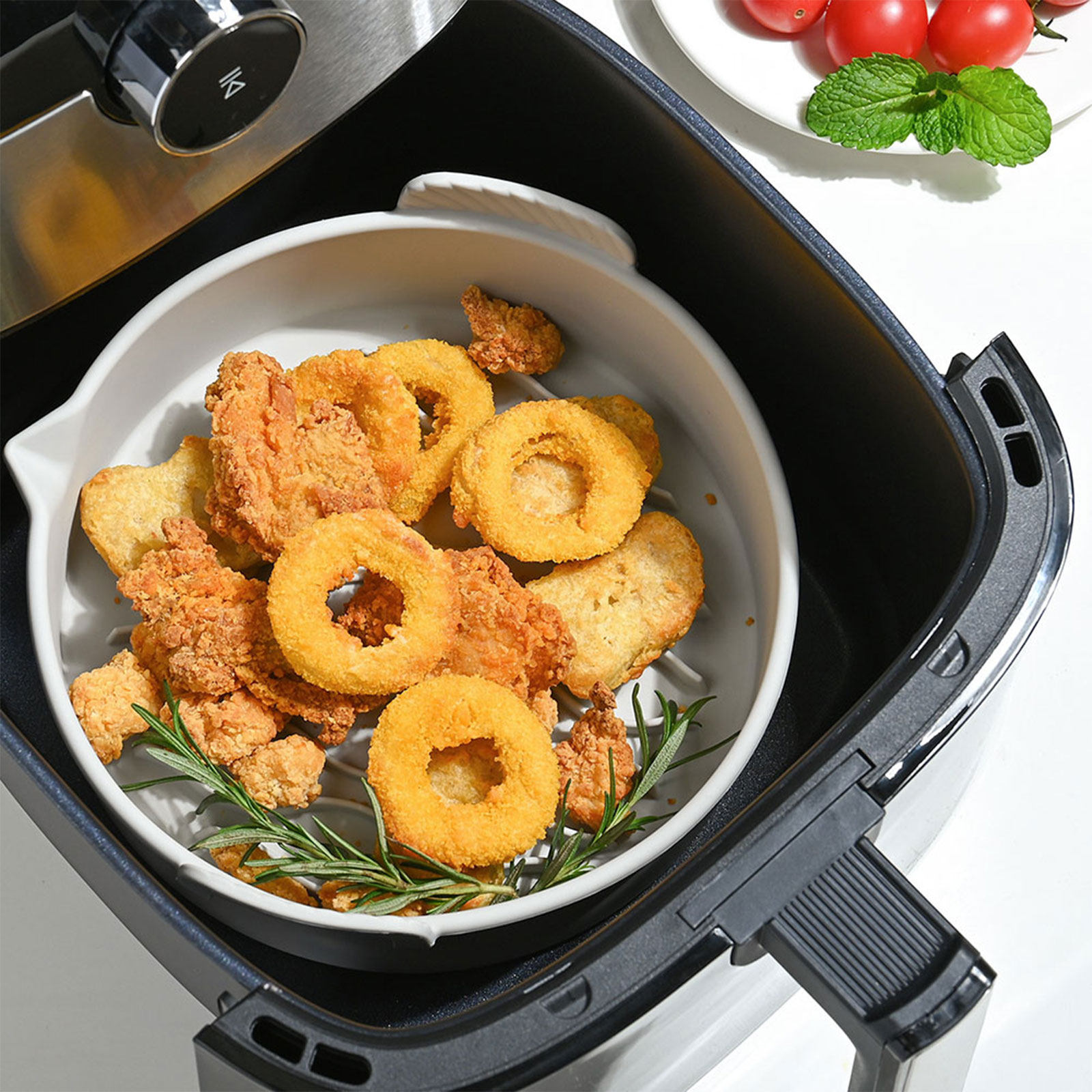 Kitchen Baking Mat - แผ่นรองซิลิโคนสำหรับหม้อทอดไร้น้ำมัน แผ่นรองอบกันติดสำหรับใช้ในครัวเรือน ถาดซิลิโคนสำหรับครัว อุปกรณ์เสริมหม้อทอดไร้น้ำมันแบบใช้ซ้ำได้ แผ่นรองสำหรับทำอาหาร