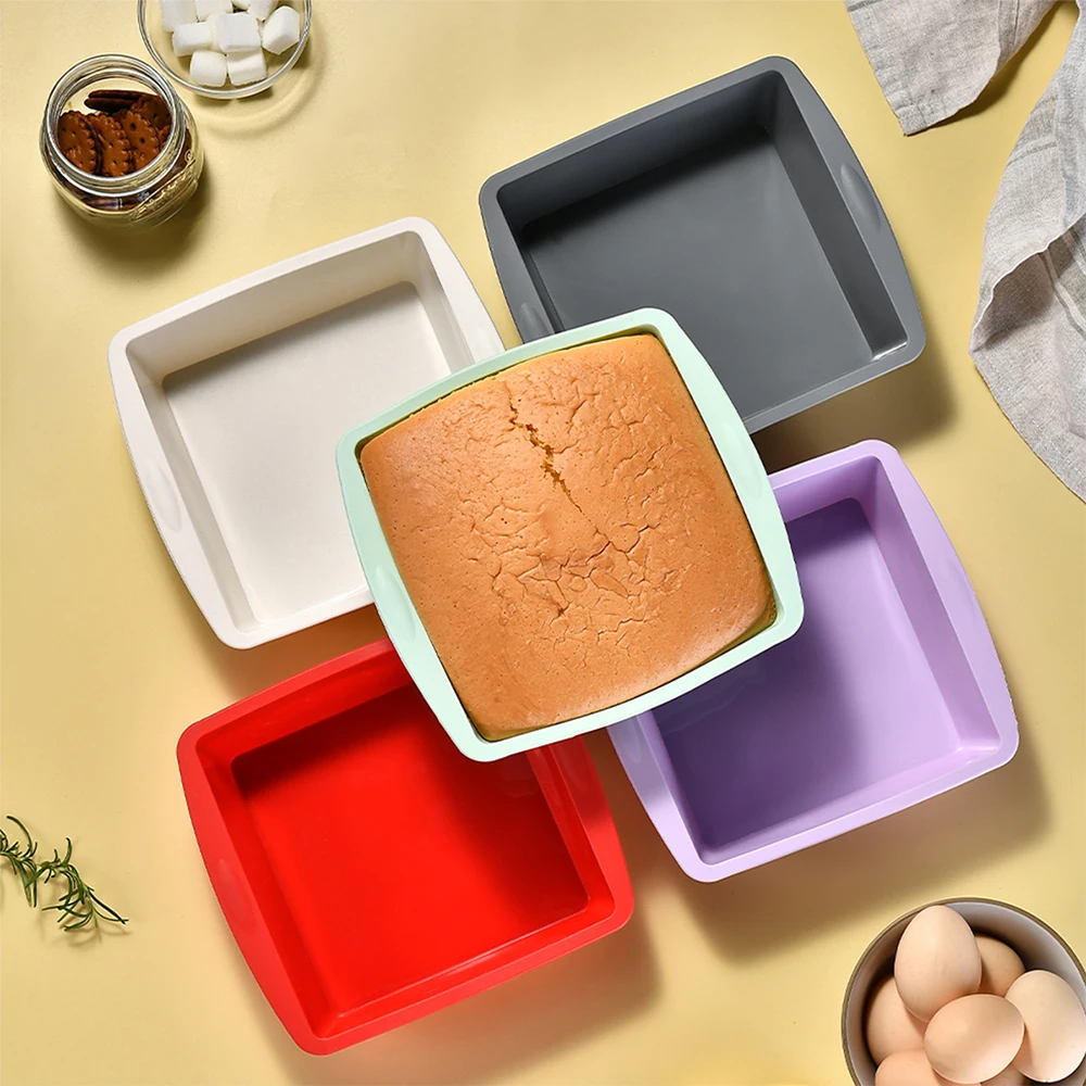 Kitchen Baking Store - แม่พิมพ์เค้กซิลิโคนทรงสี่เหลี่ยม1/4ชิ้นถาดอบแบบง่ายสำหรับเค้กเครื่องมือทำครัวทนทานและอุปกรณ์เสริมสำหรับใช้ในบ้าน