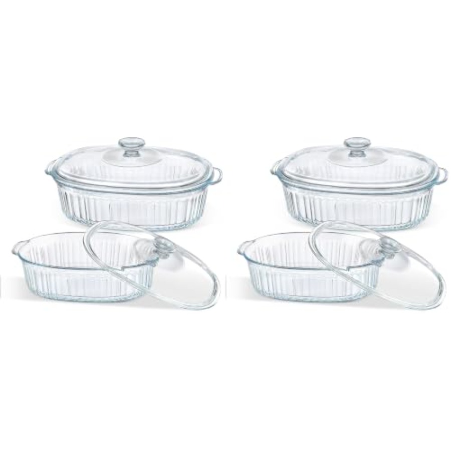 Kitchen Glass Baking Set - ชุดภาชนะอบสำหรับใช้ในครัว ทำจากแก้วบอโรซิลิเกต ใส ทนความร้อนในเตาอบ พร้อมฝาปิดแน่นสนิท ขนาด