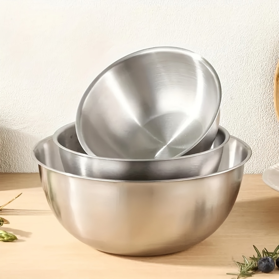 Kitchen Baking Store - ชุดชามสลัดสแตนเลส 3 ชิ้น ชามผสม เหมาะสำหรับการอบ การย่าง