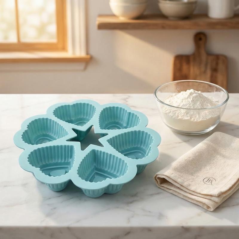Kitchen Essentials Baking Tray - ถาดอบเค้กรูปหัวใจซิลิโคนแบบไม่ติดกระทะสำหรับช็อกโกแลตและเค้กฟองน้ำสำหรับงานปาร์ตี้สุดโรแมนติกในครัว