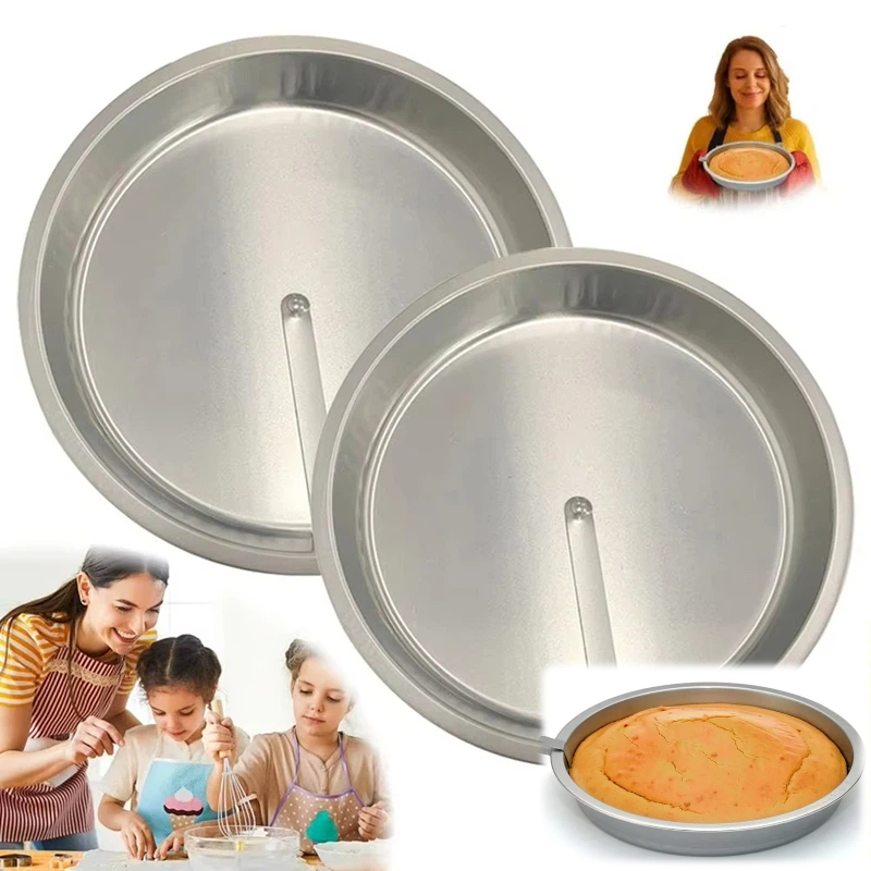 Kitchen Essentials Baking Tray - ถาดอบเค้กทนทาน อุปกรณ์ทำขนมที่จำเป็นสำหรับครัว ถาดเค้กทรงกลมแบบไม่ติดกระทะรุ่นใหม่ล่าสุด ปล่อยเค้กออกได้อย่างสมบูรณ์แบบ แม่พิมพ์อบขนม DIY