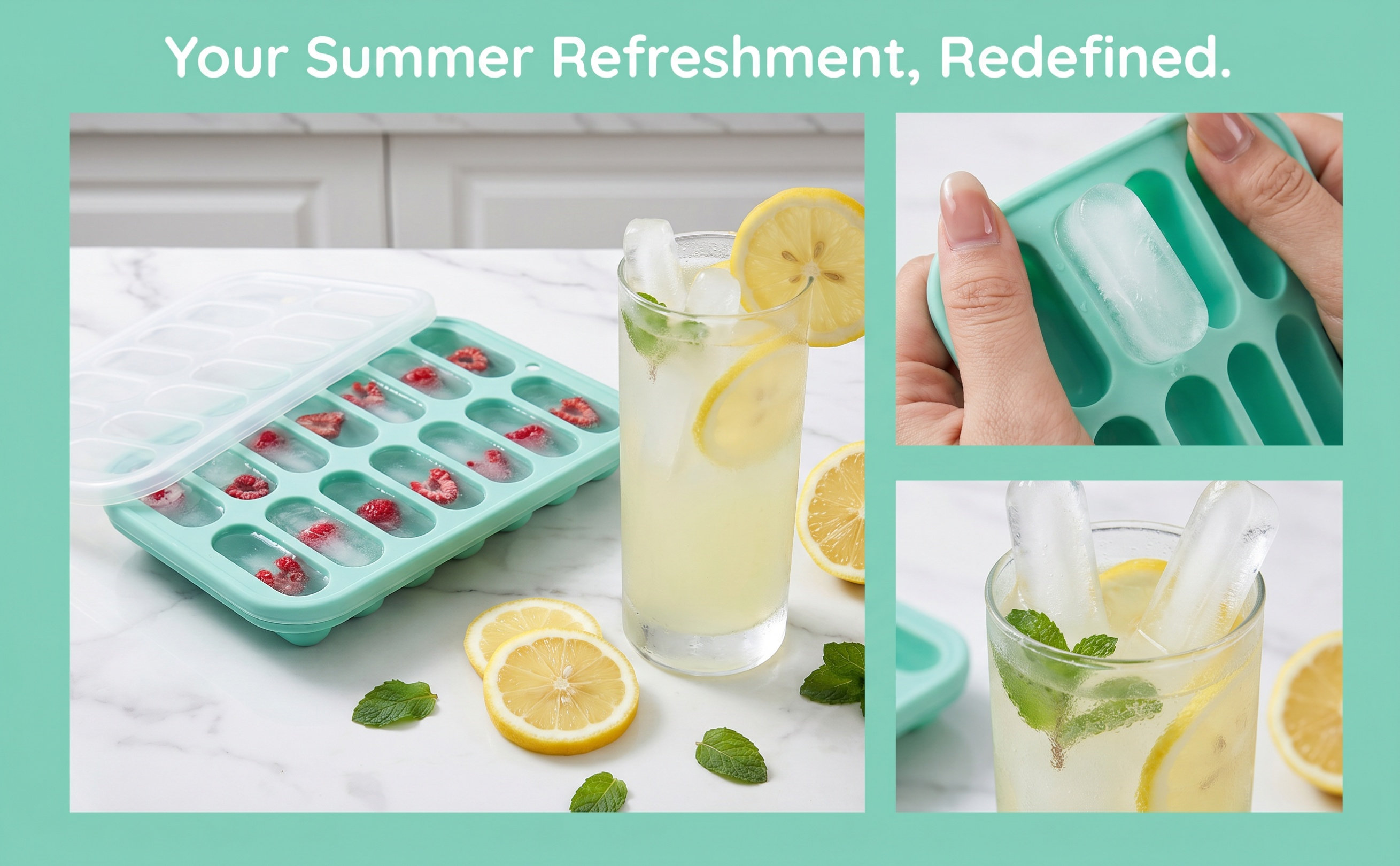 Kitchen Essentials Baking Tray - ถาดทำน้ำแข็งซิลิโคน ไร้กลิ่น ไม่ติด รูปทรงเรียบง่าย เป็นมิตรต่อสิ่งแวดล้อม แม่พิมพ์ทำไส้กรอก
