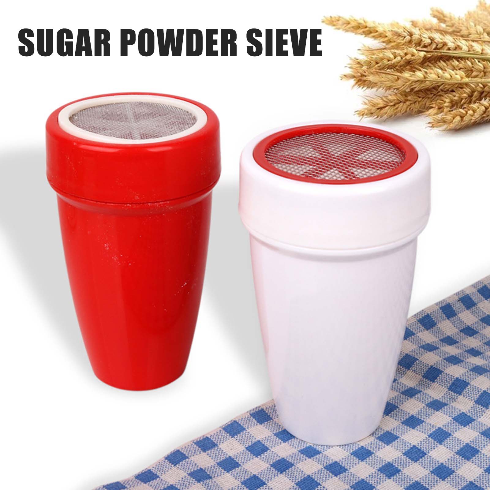 Baking Powder Kitchen - ที่ร่อนแป้งมืออาชีพ ที่โรยน้ำตาลไอซิ่ง สำหรับตกแต่งเค้ก อุปกรณ์กรองตาข่าย ใช้ในครัว ทนทาน