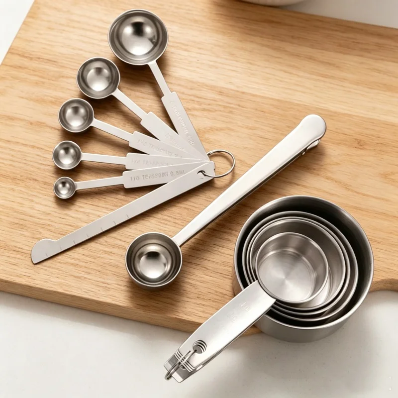 Baking Powder Kitchen - ชุดช้อนตวงสแตนเลสแบบซ้อนได้ ถ้วยตวงกาแฟ ช้อนตวงเครื่องเทศ ช้อนตวงผง สำหรับครัว อุปกรณ์ทำขนม