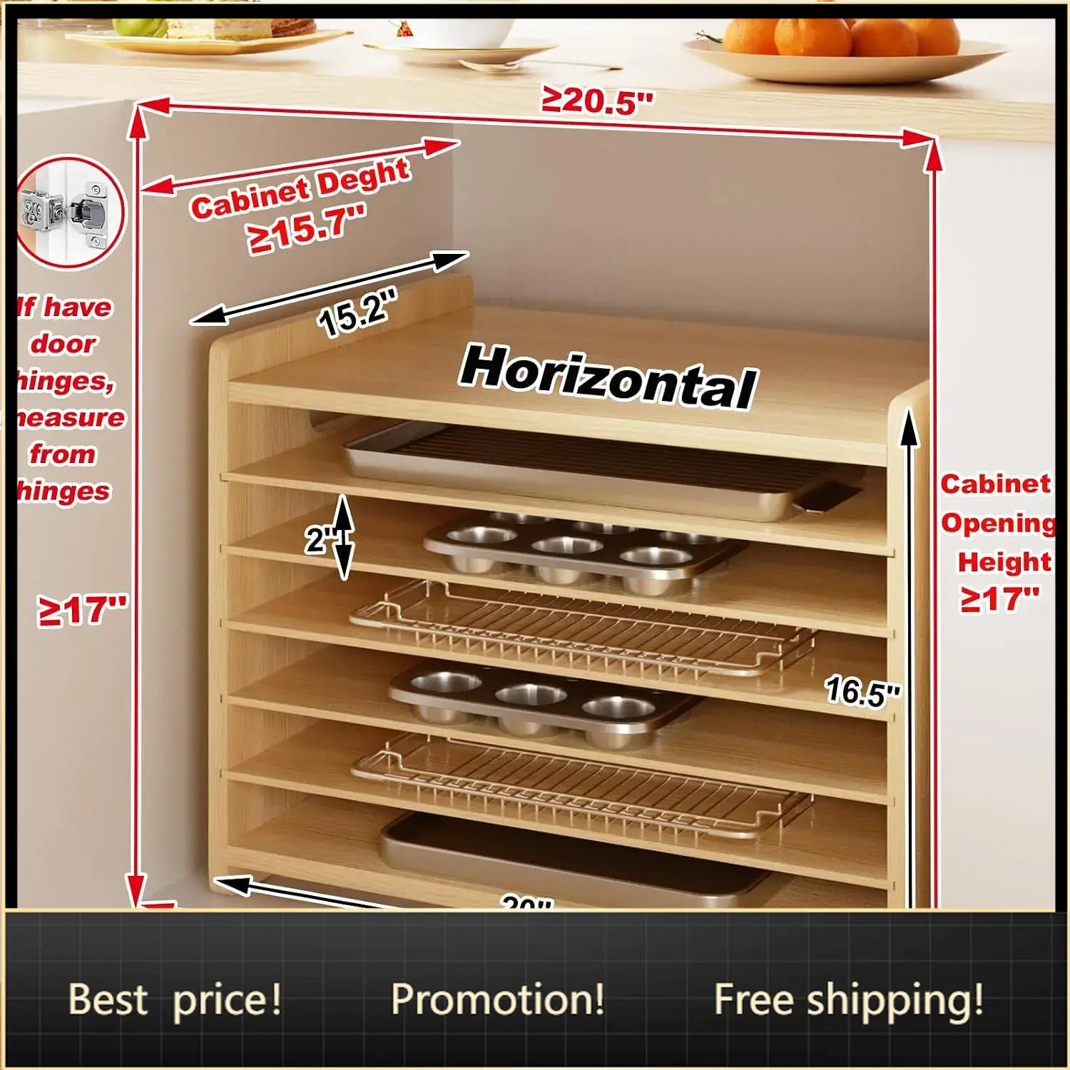 ชั้นวางไม้ 7 ชั้นสำหรับตู้เก็บ - Kitchen Cabinet Baking Organizer บทวิจารณ์และราคา