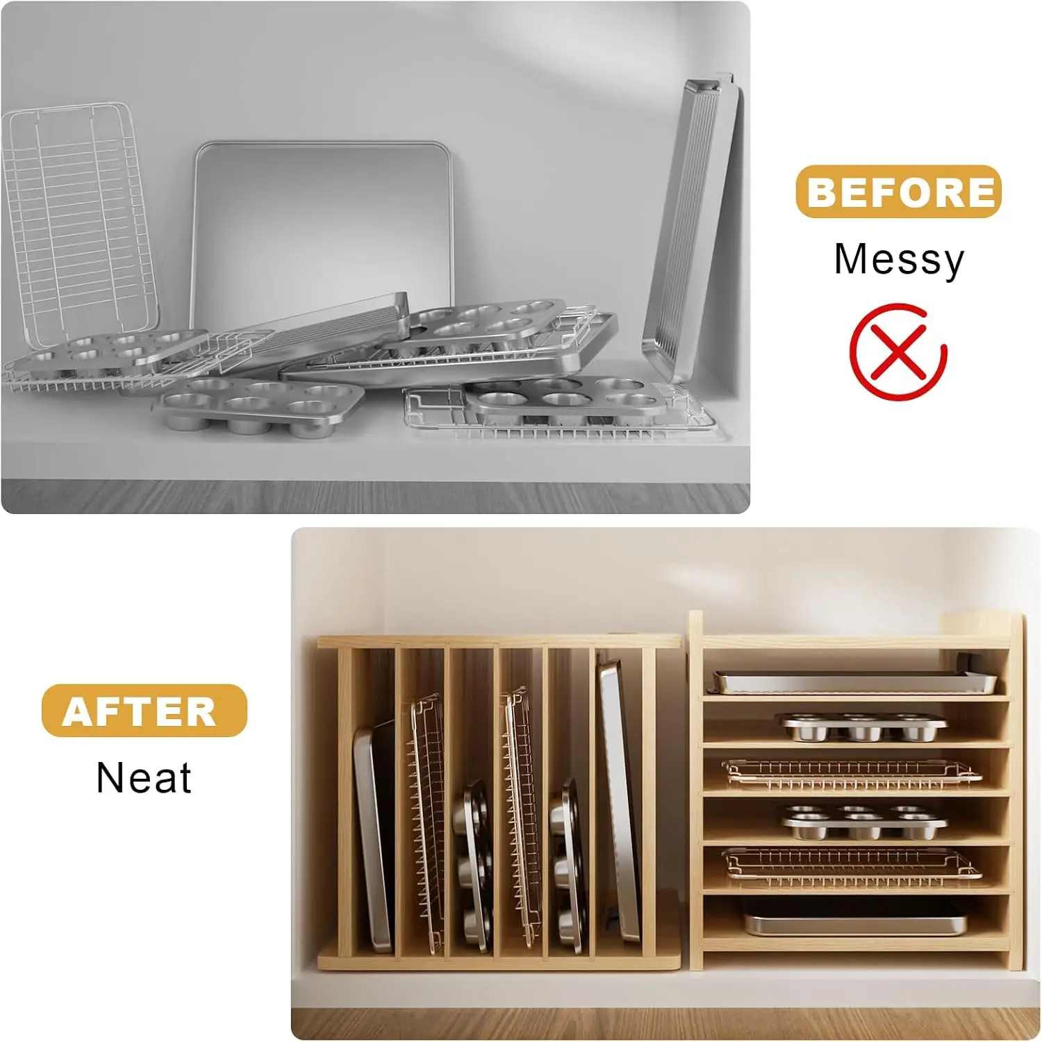 ชั้นวางไม้ 7 ชั้นสำหรับตู้เก็บ - Kitchen Cabinet Baking Organizer บทวิจารณ์และราคา