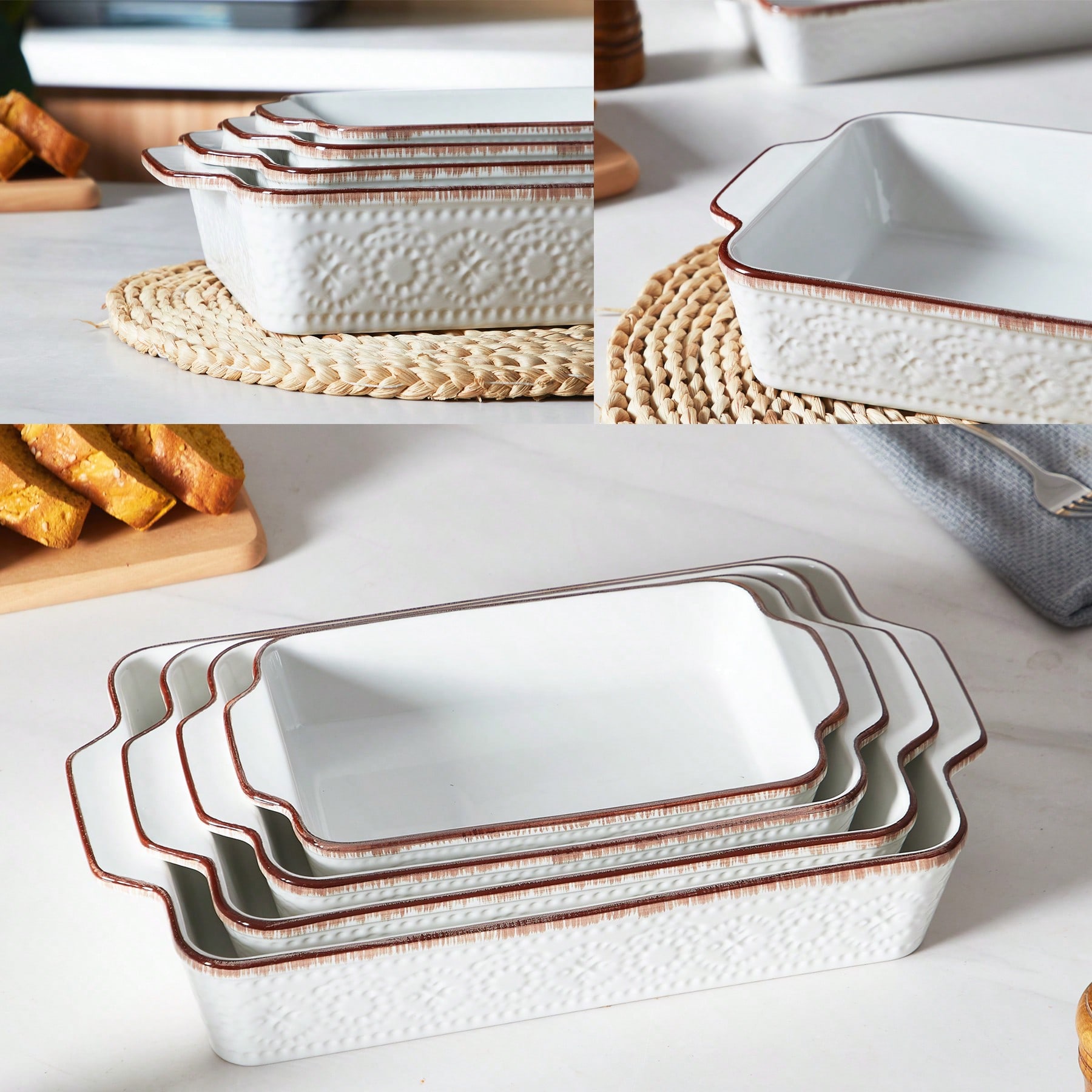 ชุดจานอบเซรามิกสไตล์วินเทจสำหร - Kitchen Glass Baking Set บทวิจารณ์และราคา