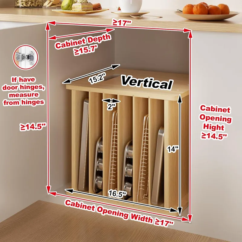 ที่แบ่งช่องถาดไม้ 7 ชั้น สำหรั - Kitchen Cabinet Baking Organizer บทวิจารณ์และราคา