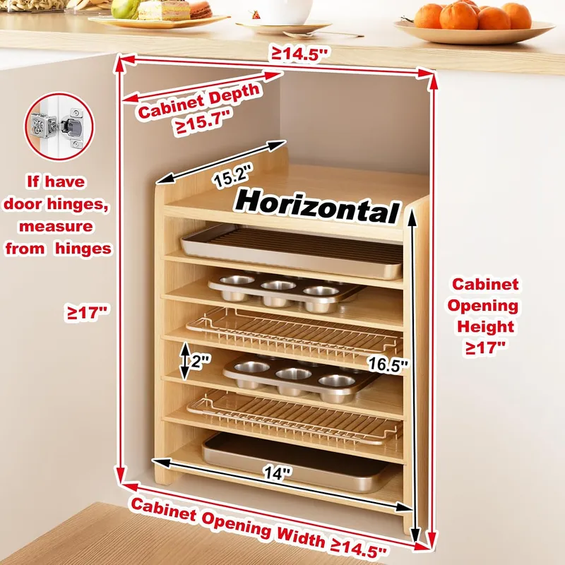 ที่แบ่งช่องถาดไม้ 7 ชั้น สำหรั - Kitchen Cabinet Baking Organizer บทวิจารณ์และราคา